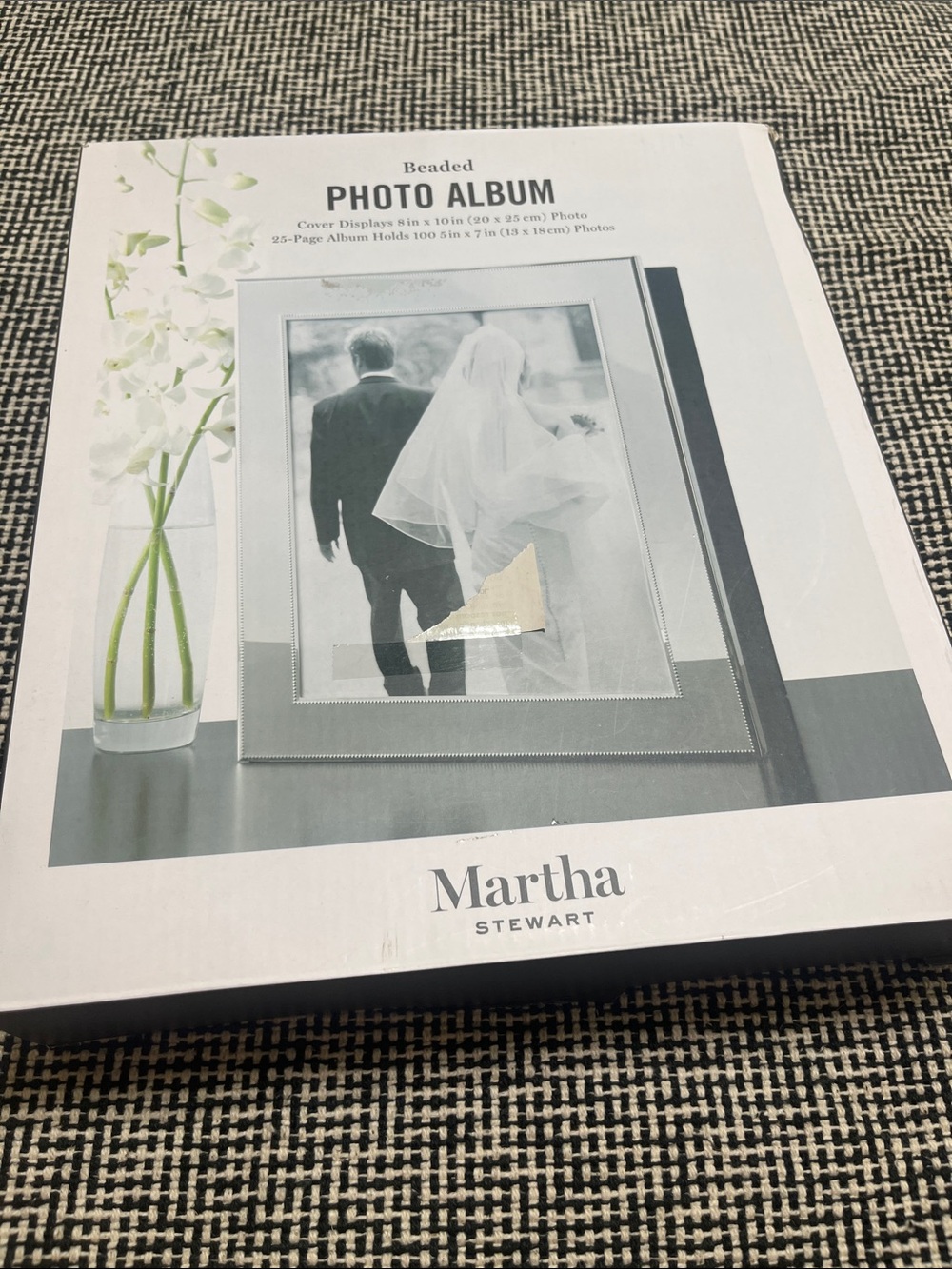 Martha Stewart White Beaded Photo Album - Elegant Frame Cover